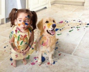 child painting mess